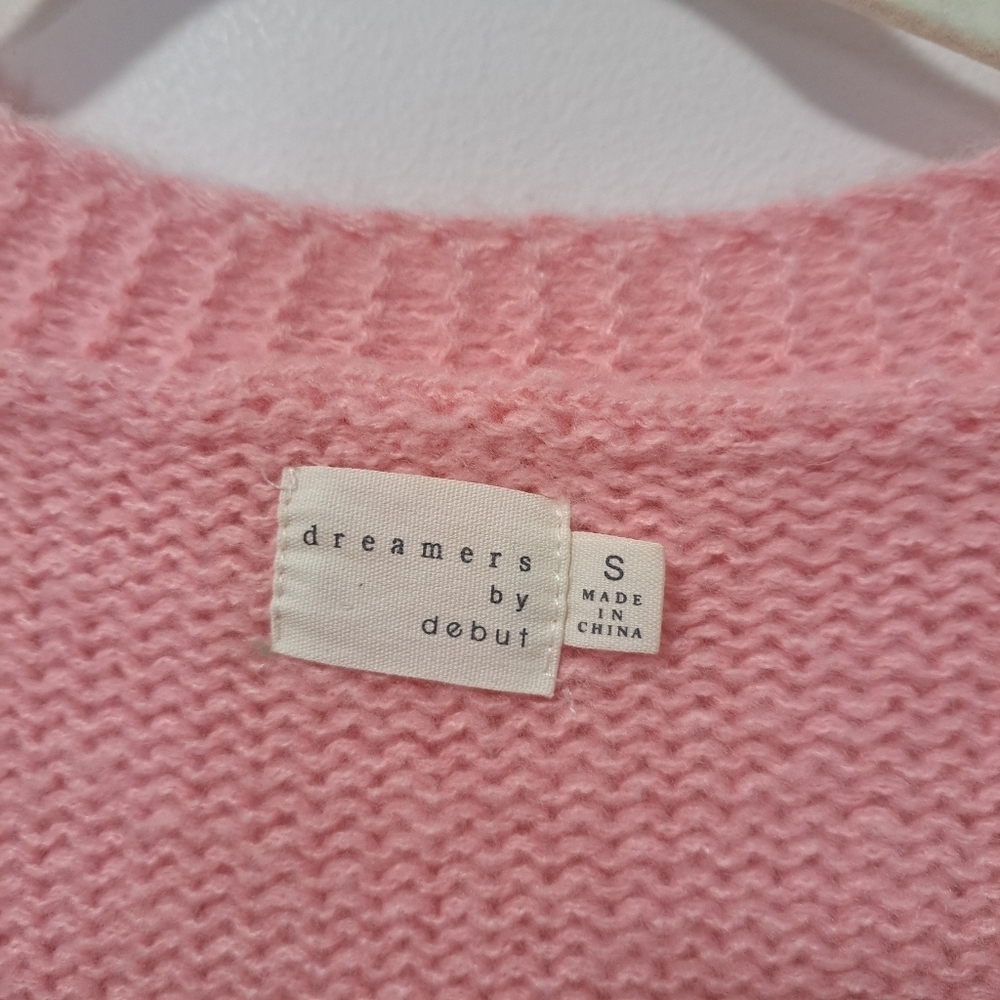 Dreamers By Debut Counting Sheep 3D Bobble Cardigan Pink Small NWOT - Picture 5 of 7